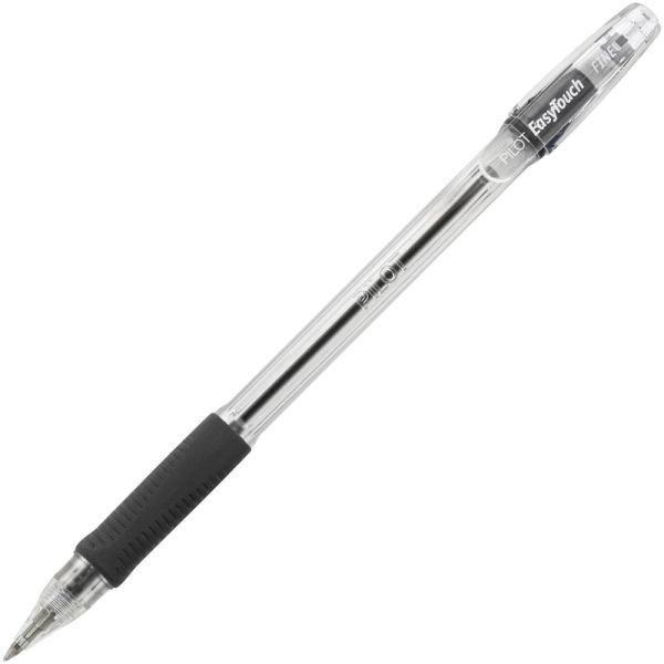 Pilot Easytouch Ballpoint Pens, Fine Point, 0.7 Mm, Clear Barrel, Black Ink, Pack Of 12 Pens