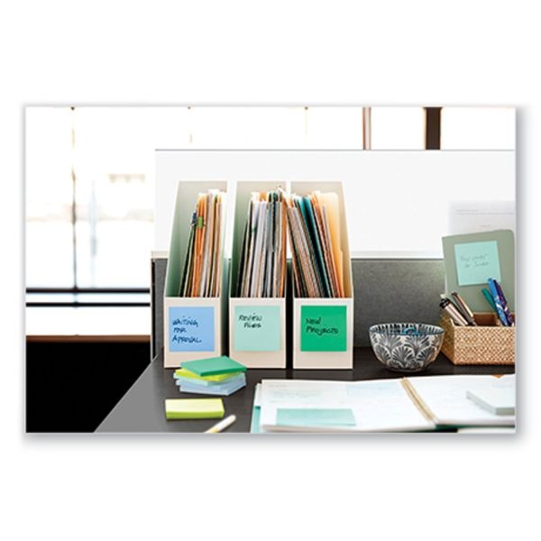 Post-It Notes Super Sticky 100% Recycled Paper Super Sticky Notes, Unruled, 3" X 3", Assorted Oasis Colors, 70 Sheets/Pad, 12 Pads/Pack