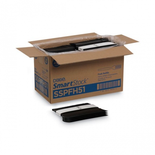Dixie Smartstock Plastic Cutlery Refill, Series-O, Heavyweight Fork, Black, 40/Pack, 24 Packs/Carton