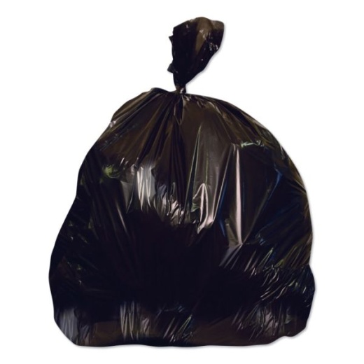 Heritage Reprocessed Resin Can Liners, 56 Gal, 1.35 Mil, 46" X 50", Black, 20 Bags/Roll, 5 Rolls/Carton