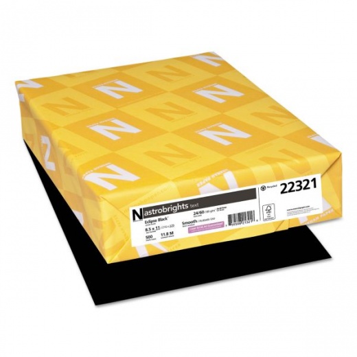 Astrobrights Color Paper - 24 Lb Bond Weight, 8.5 x 11, Eclipse Black, 500/Ream