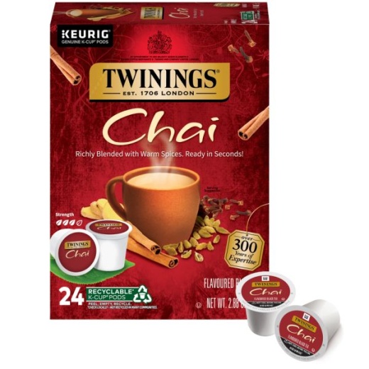Twinings Chai Tea Keurig K-Cup Pods, 0.11 Oz, 24/Box