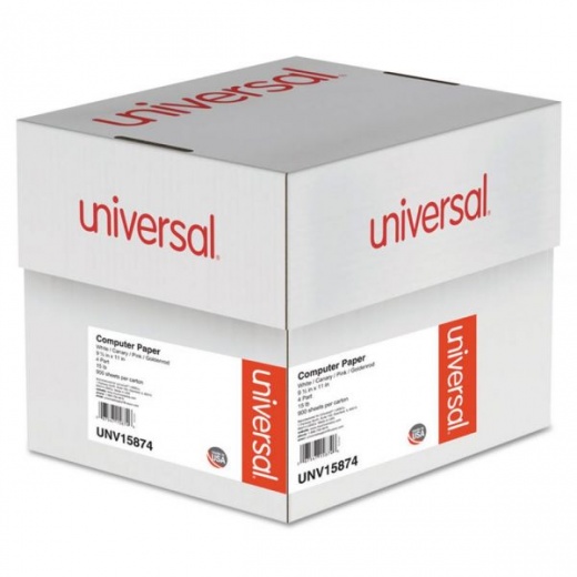 Universal Printout Paper 4-Part, 15 Lb Bond Weight, 9.5 X 11, White/Canary/Pink/Buff, 900/Carton