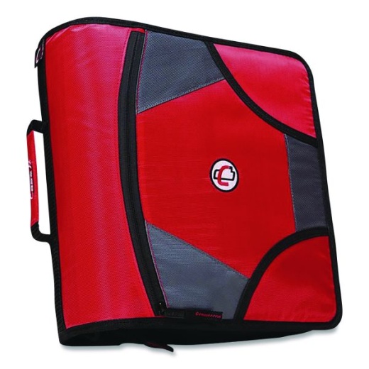 Case It King Size Mighty Zip Tab Binder, 3 Rings, 4" Capacity, 11 X 8.5, Red