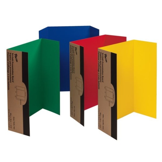 Pacon 80% Recycled Single-Walled Tri-Fold Presentation Boards, 48" X 36", Assorted Colors, Carton Of 4