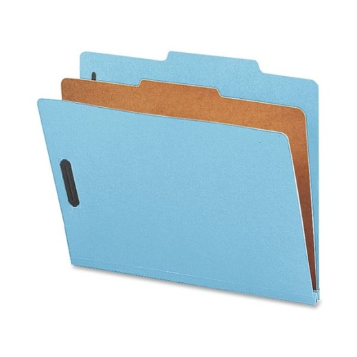 Nature Saver 1-Divider Colored Classification Folders, Letter Size, Blue, Box of 10