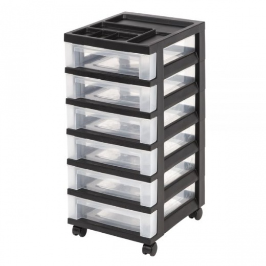 Plastic 6-Drawer Storage Cart - Black