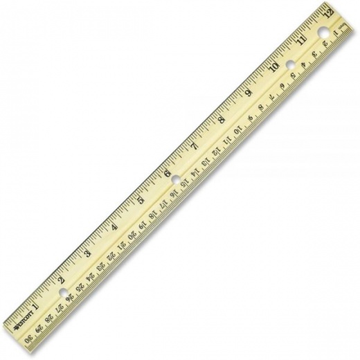 WOOD YARDSTICK W/METAL ENDS WITH HOLE FOR HANGING