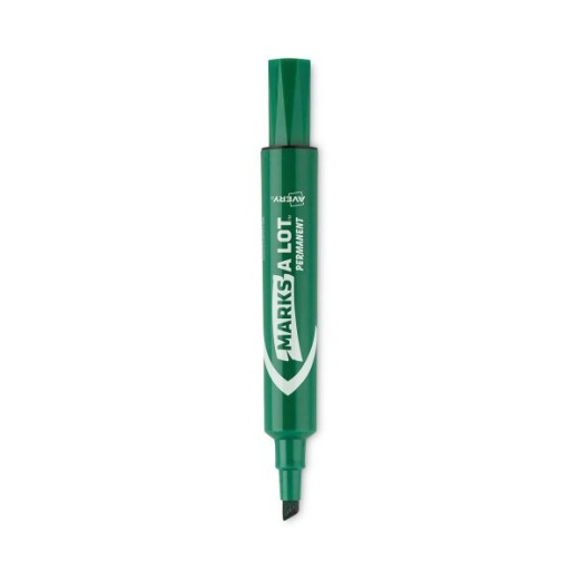 Avery Marks A Lot Regular Desk-Style Permanent Marker, Broad Chisel Tip, Green, Dozen (7885)