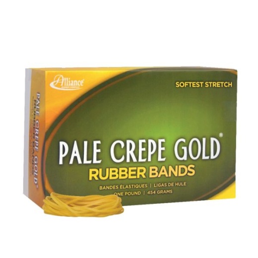 Alliance Pale Crepe Gold Rubber Bands, #18, 3" x 1/16", 1 Lb, Box Of 2,205