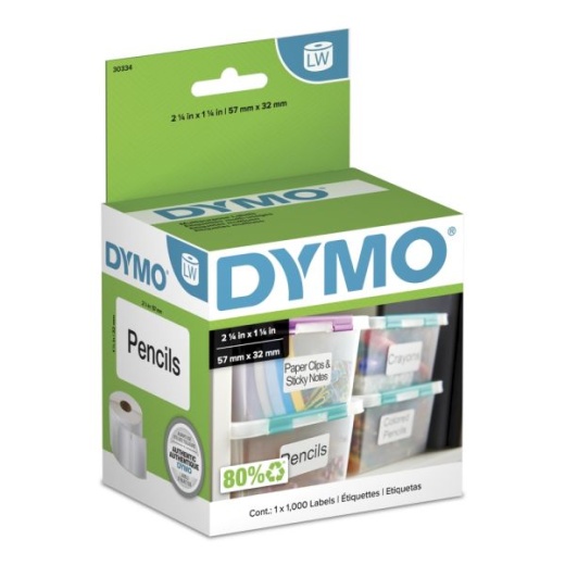 DYMO Labelwriter Address Labels, 1.25'' x 2.25'', White, 1,000 Labels/Roll