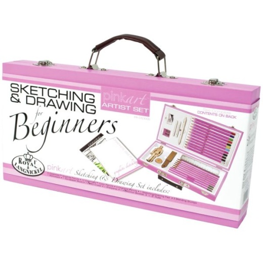 Pink Art Artist Set For Beginners - Sketching and Drawing - 5888630