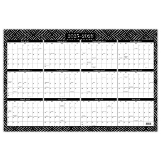 Cambridge Dakota 2025-2026 Erasable Wall Calendar, Reversible Academic Year/Regular Year, Extra Large, 24" X 36"