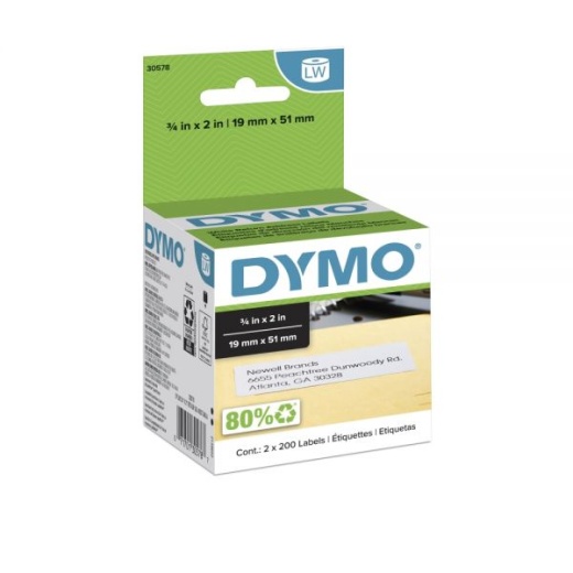 Dymo Labelwriter Labels, Return Address, 30578, 3/4" X 2", Box Of 400