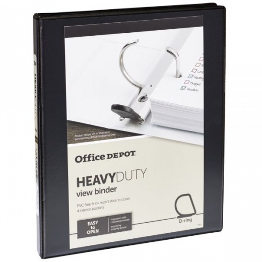 Heavy-Duty View 3-Ring Binder, 1/2" D-Rings, Black