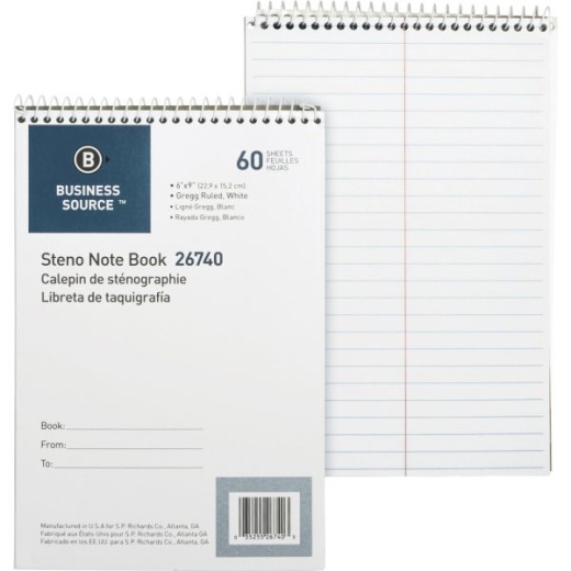 Business Source Steno Notebook - 60 Sheets - Wire Bound