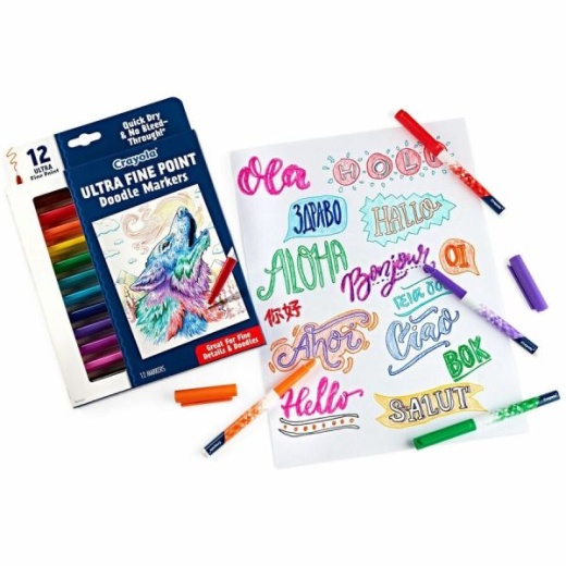 Crayola Super Tips Washable Markers, Fine/Broad Bullet Tips