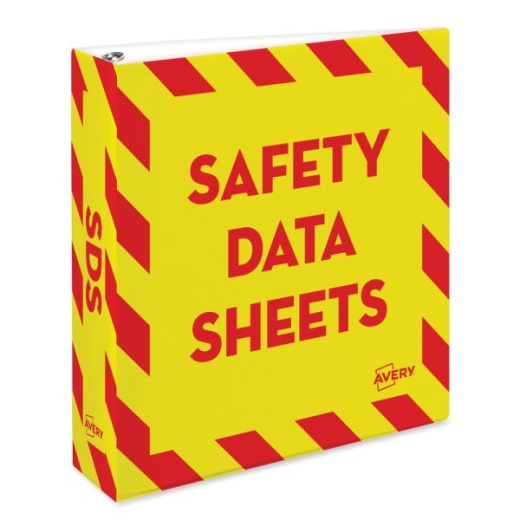 Avery Preprinted Safety Data Sheet 3-Ring Binder, 2" Rings, Yellow/Red