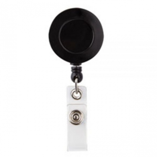 Retracting ID Card Reels, Black, Pack of 12
