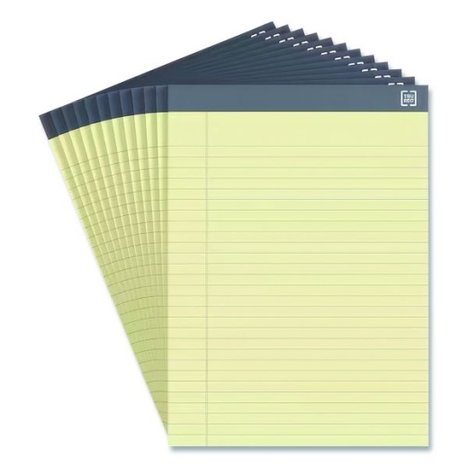 Tru Red Notepads, Wide/Legal Rule, 50 Canary-Yellow 8.5 X 11.75 Sheets, 12/Pack