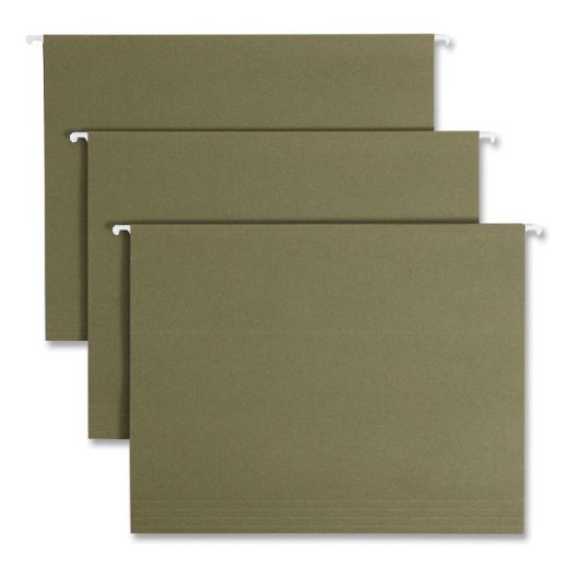 Smead 100% Recycled Hanging File Folders, Letter Size, 1/5-Cut Tabs, Standard Green