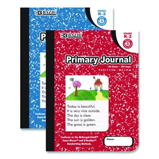 Illustrated Story Primary Journal, Stage 3 Manuscript Format, Black Marble Cover, (100) 9.75 X 7.5 Sheets