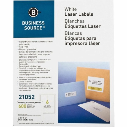 Business Source Bright White Premium-Quality Address Labels