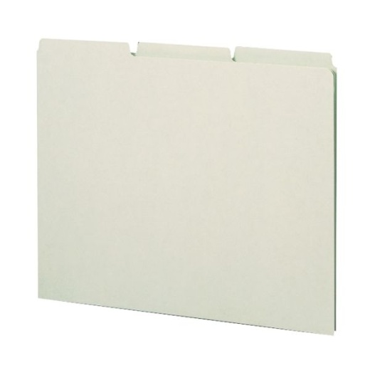 Smead Blank Pressboard File Guides, Letter Size, 100% Recycled, Gray/Green, Box Of 100