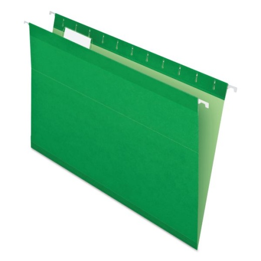 Pendaflex Colored Reinforced Hanging Folders, Legal Size, 1/5-Cut Tabs, Bright Green