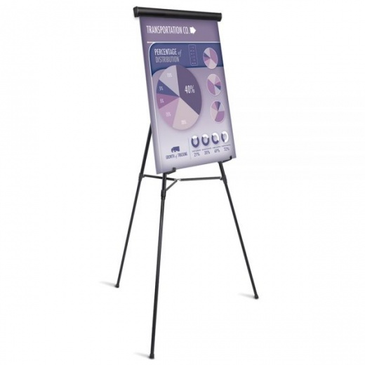 Presentation Easel, 35-1/2"-65"H, Black With Chart Holder