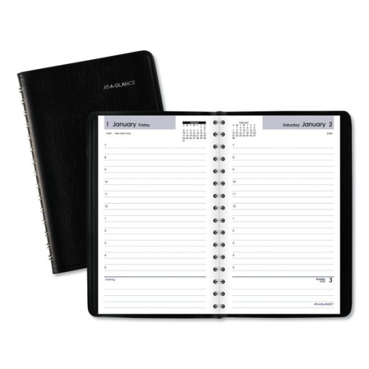 2025 Daily Appointment Book - 8 x 5 - Black Cover - 12-Month Planner