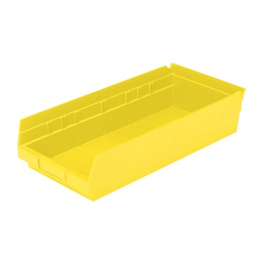 Akro-Mils Grease/Oil Resistant Shelf Bin, Small Size, 4" X 8 3/8" X 18", Yellow