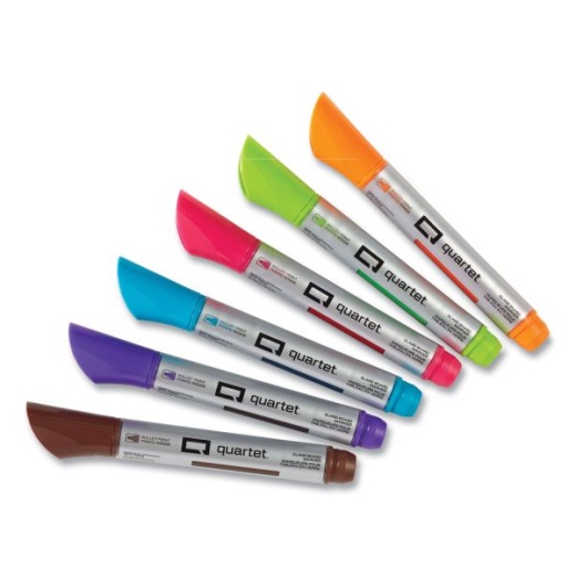 Quartet Premium Glass Board Dry Erase Marker, Medium Bullet Tip, Assorted Colors, 6/Pack