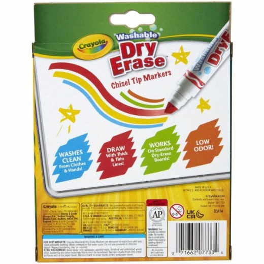 Crayola Washable Dry-Erase Fine Line Markers, 6 Classic Colors Non