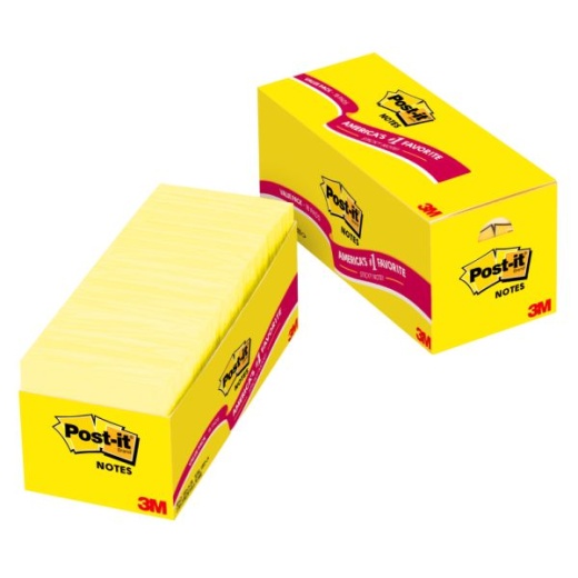 Post-it Notes, 3 x 3, Canary Yellow, Pack Of 18 Pads