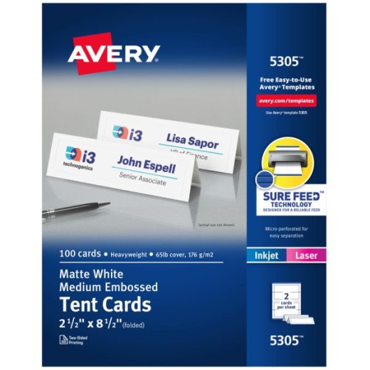 Avery Printable Tent Cards With Sure Feed Technology