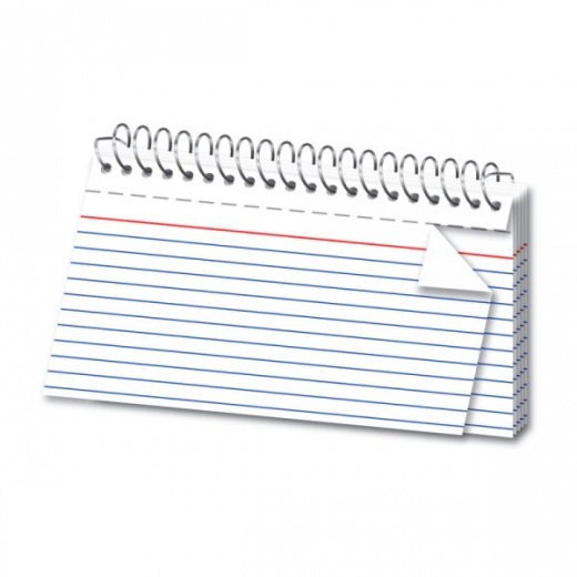 Spiral Ruled Index Cards, 3" X 5", White, Pack Of 50