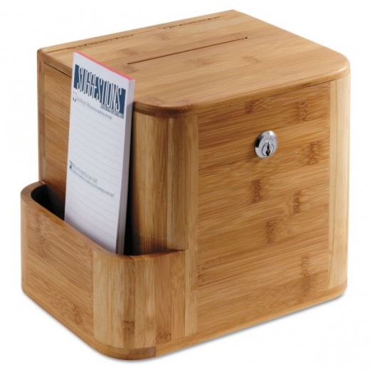 Safco Bamboo Suggestion Boxes - Natural, 10 x 8 x 14