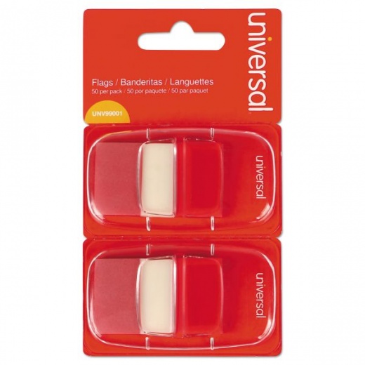 Universal Page Flags, Red, 50 Flags/Dispenser, 2 Dispensers/Pack