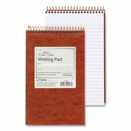 Ampad Gold Fibre Retro Wirebound Writing Pads, Medium/College Rule, Red Cover, 80 White 5 X 8 Sheets