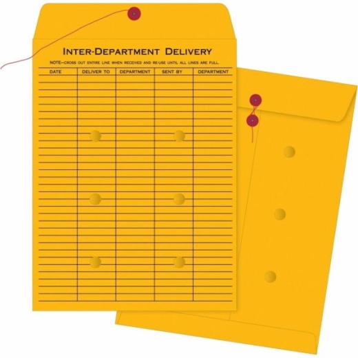 Business Source Ruled Interdepartmental Envelopes - #32 - 10" Width X 15" Length - 32 Lb - String/Button - Kraft - 100 / Box - Brown Kraft