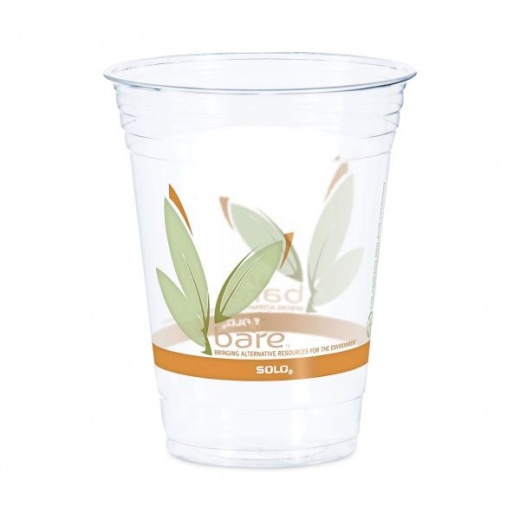 Dart Bare Eco-Forward Rpet Cold Cups, 16 Oz to 18 Oz, Leaf Design, Clear, 50/Pack