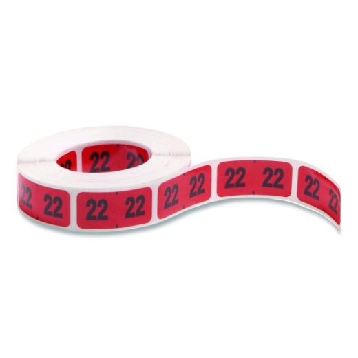 Smead Yearly End Tab File Folder Labels, 22, 0.75 x 1.5, Red, 500 Labels/Roll