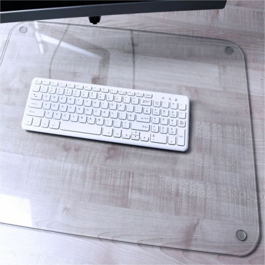 Desktex Glass Desk Pad - 19" x 24" Clear Rectangular Glass Desk Pad