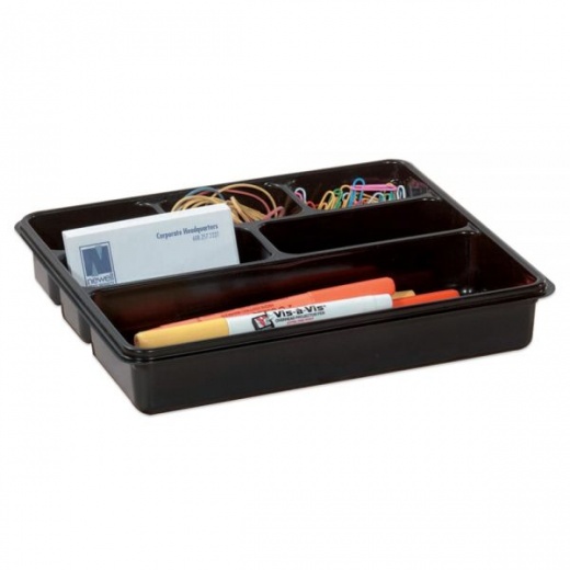 6-Compartment Utility Tray, 8" x 9", Black