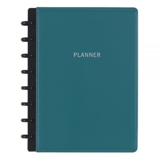 Tul Discbound Monthly Planner Starter Set, Undated, Junior Size, Leather Cover, Teal