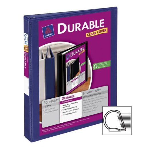 Durable View 3-Ring Binder, 1 Round Rings, 49% Recycled, Pink