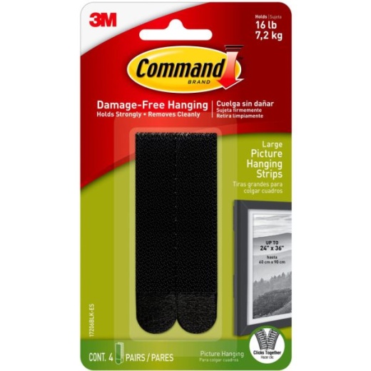 Command Large Picture Hanging Strips, 4 Pairs (8 Command Strips) - Damage Free Hanging for Dorm Decor, Black