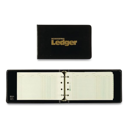 National Four-Ring Ledger Binder Kit with A-Z Index, Black Cover, 8.5 x 5 Debit-Credit-Balance Sheets, 100 Sheets/Book