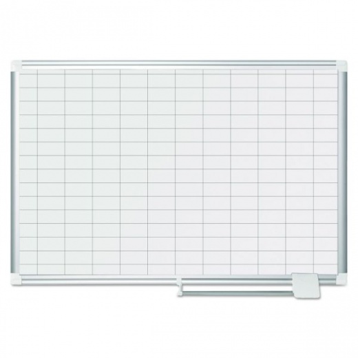 MasterVision Gridded Magnetic Steel Dry Erase Planning Board